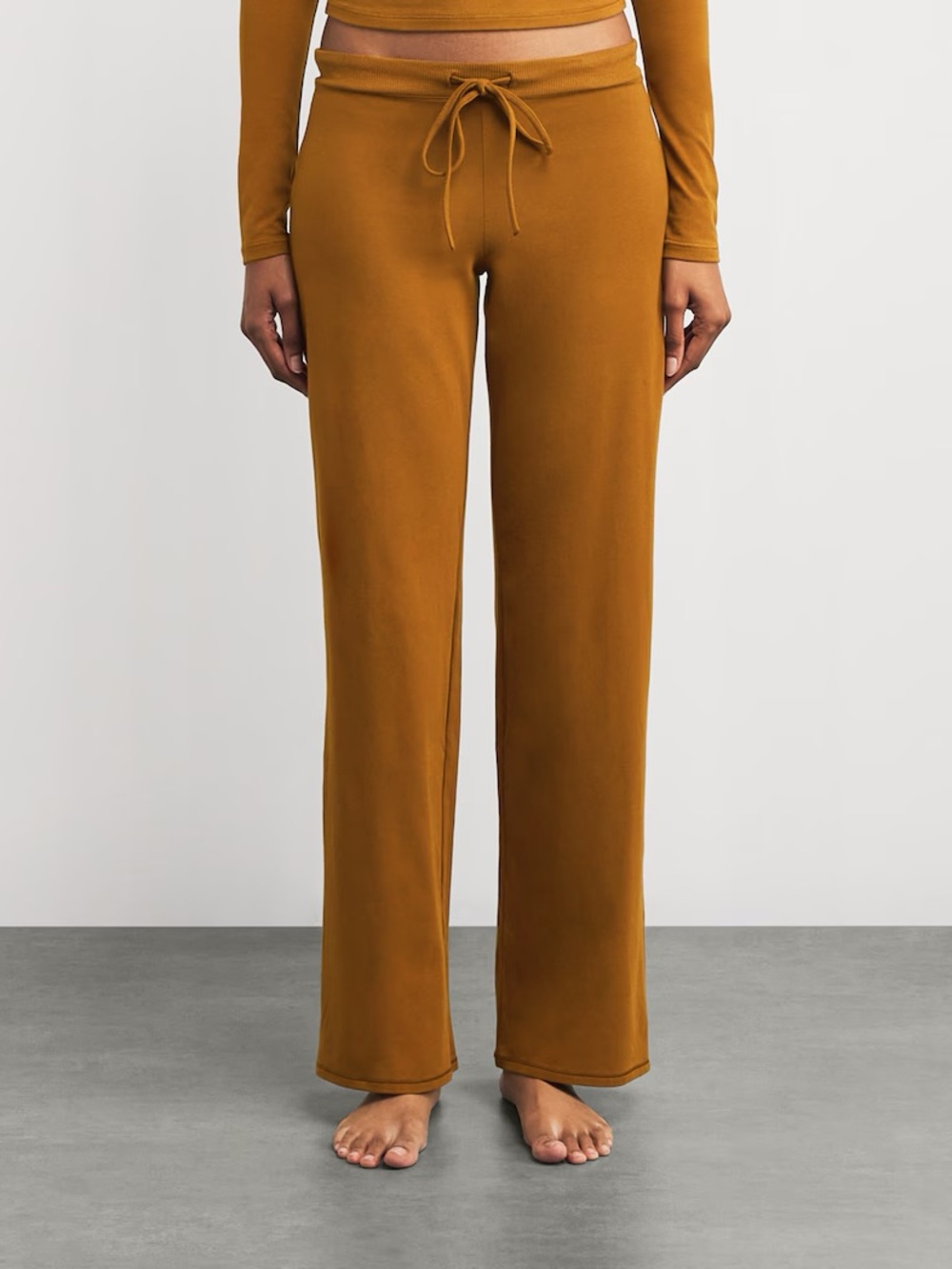 SKIMS Chai Cotton Jersey Straight Leg Lounge Pants Brown Neutral Small - Picture 3 of 6